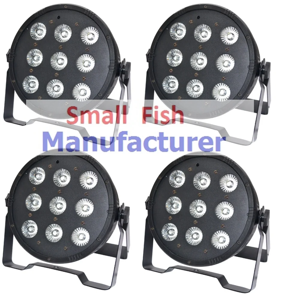 

Free shipping Hot 9x10W 4in1 RGBW Led Stage Light High Power LED Flat Par Can With DMX512 Master Slave DJ Equipment Controller