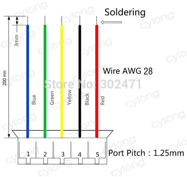 Маленький размер. Микро 1,25 мм T-1 5-контактный разъем w/. провод x 10 sets.5pin 1,25 мм