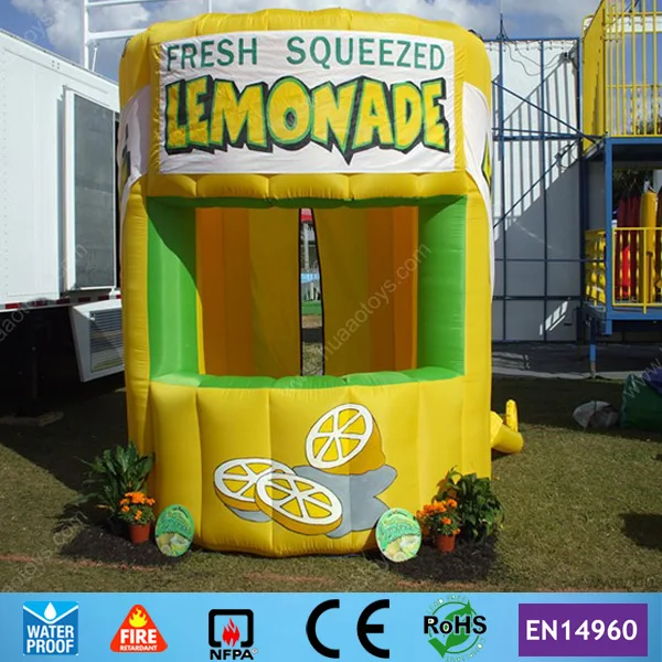 Cheap On Sale Yellow Tent Inflatable Lemonade Booth with Free Banners and CE blower