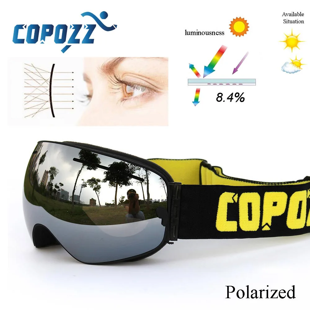 COPOZZ Новые поляризованные лыжные очки двойные линзы для сноуборда UV400 Sneeuwbril противотуманные лыжные очки для катания на лыжах Взрослые снежные очки GOG-201P