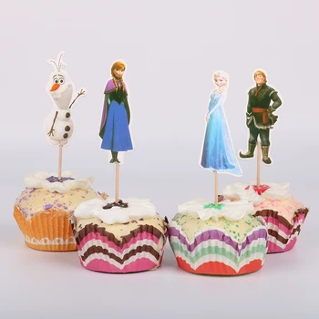 

24pcs Elsa Anna Cupcake Toppers Picks Girl's kids Birthday Party Decoration Kids Princess Wedding Decoration Cake Toppers