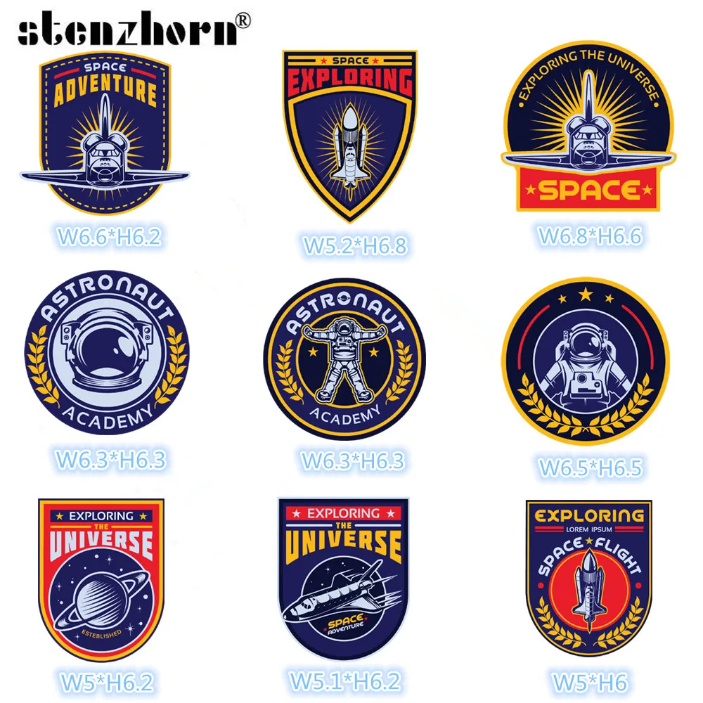 

UFO Space Astronaut badge Patch Iron On Patches for Clothing Heat Transfers For DIY T-shirt Clothes Ironing Stickers