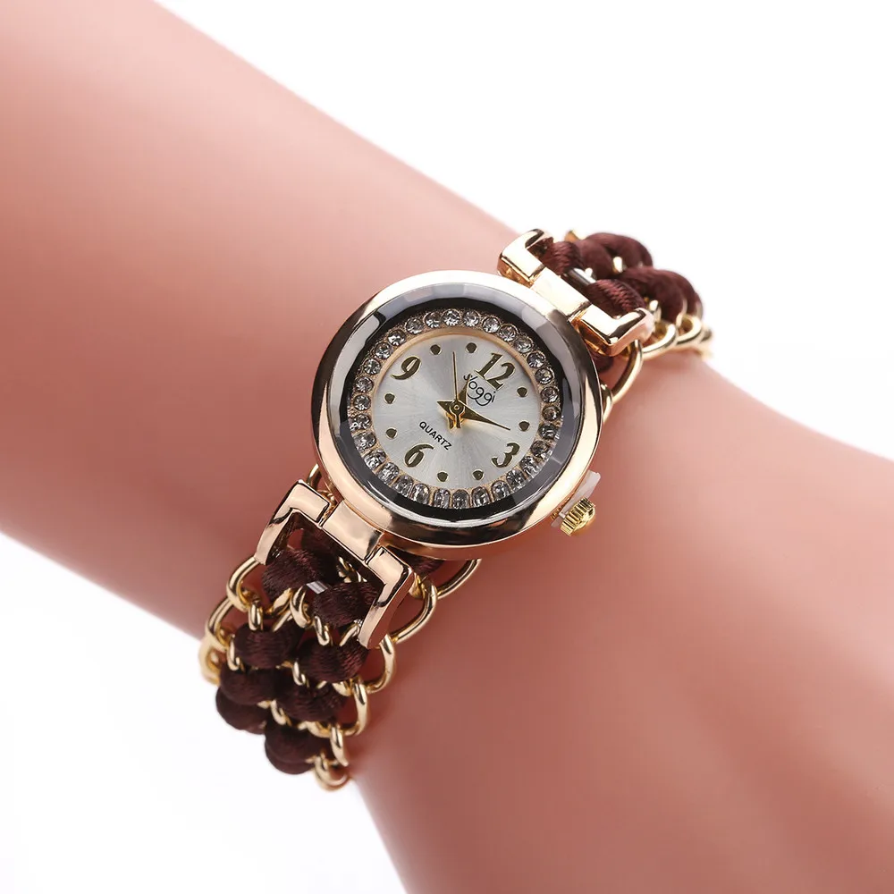 

Fashion New Women Knitting Rope Chain Watch Winding Analog Quartz Movement Wrist Watch Push Button Hidden Clasp Hot Sale Watches