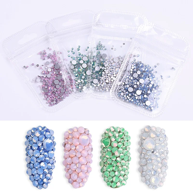 PinPai SS04-20, смешанный размер, опал, белый кристалл, дизайн ногтей, стразы, декоративный бриллиант, Типсы для маникюра, камень, аксессуары