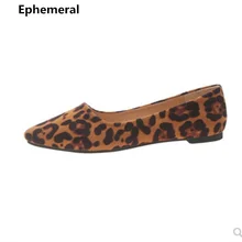Femininos/женские нескользящие Тонкие Туфли повседневные Лоферы коричневые леопардовые туфли на плоской подошве с широким голенищем, большие размеры от 2 до 14, мягкие слипоны из микрофибры и флока