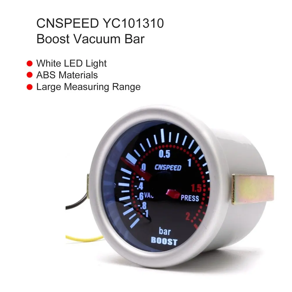 

CNSPEED YC101310 Digital Universal 52mm Car Turbo Boost Vacuum -1~2 BAR Gauge Press Pressure Gauge Pointer Meter Smoke Len LED