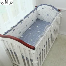 Promotion 5PCS Cartoon Baby Crib bumpers for cot Cotton Fabrics Crib Baby Bedding Sets include 4bumper