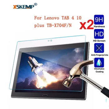 

XSKEMP 2Pcs/Lot 9H Real Tempered Glass For Lenovo TAB 4 10 plus TB-X704F/N 0.3mm Ultra Clear Glossy Screen Protector Tablet Film