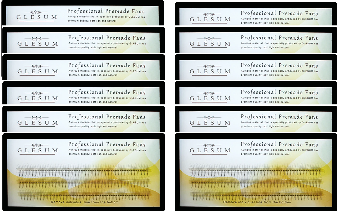 

Glesum 10 Trays Set Volume 3D/4D/5D eyelashes C Curl Short-Stem Pre Made Fans, Silk Soft Lash Extension, False Mink Lashes