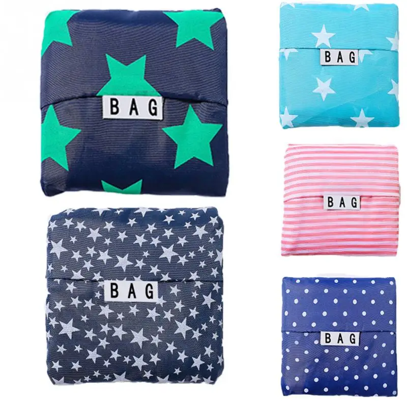 

New Handy Printing Foldable Shopping Bag Reusable Tote Folding Pouch Handbags Convenient Big Capacity Home Storage Bag
