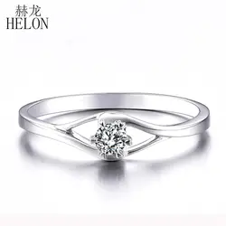 HELON Solid 14 K белое золото VVS/DEF цвет круглый 0.3CT Moissanite кольцо искусственный бриллиант для женщин Свадебные Элегантные Изысканные украшения