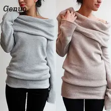 Genuo Women sweaters Autumn pullovers for women Sexy lady Off Shoulder Roll Neck Long Sleeve Knitted Jumper Sweater Pullover Genuo Women sweaters Autumn pullovers for women Sexy lady Off Shoulder Roll Neck Long Sleeve Knitted Jumper Sweater Pullover