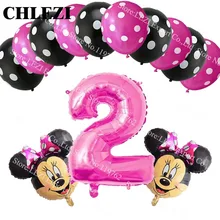13pcs lot baby 2 year Minnie Mickey theme party decor suit balloons birthday party Dot latex