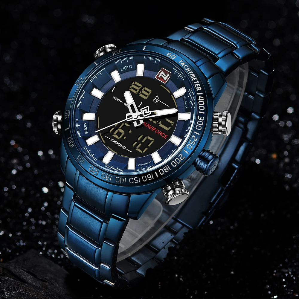 2018 New Blue Mens Quartz Analog Watch Luxury Fashion Sport Wristwatch Waterproof Stainless Male Watches Clock Relogio Masculino