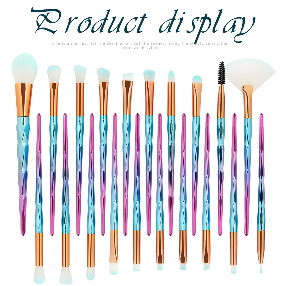 

21pcs Fish Tail Diamond Mermaid Makeup Brushes Set Eyebrow Eyeliner Blush Brush Mermaid Makeup Brush Cosmetic Concealer Tool