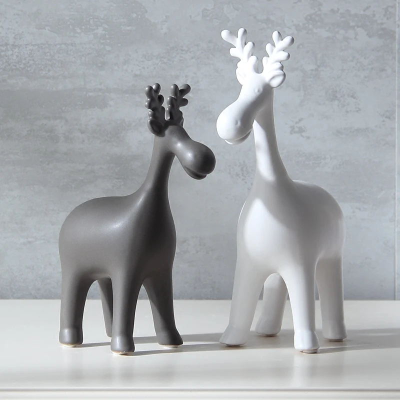 

Ceramic Elk Ornaments Matte Craft Gifts Home Decoration Counters Mordern Wine Cupboards Birthday Wedding Housewarming Gifts