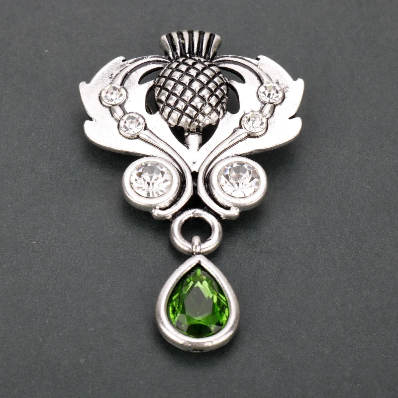 

MQCHUN Fashion Jewelry Scottish Thistle Brooch Pin Crystal Vintage Scottish National Flower Brooches Pins Party Prom For Women