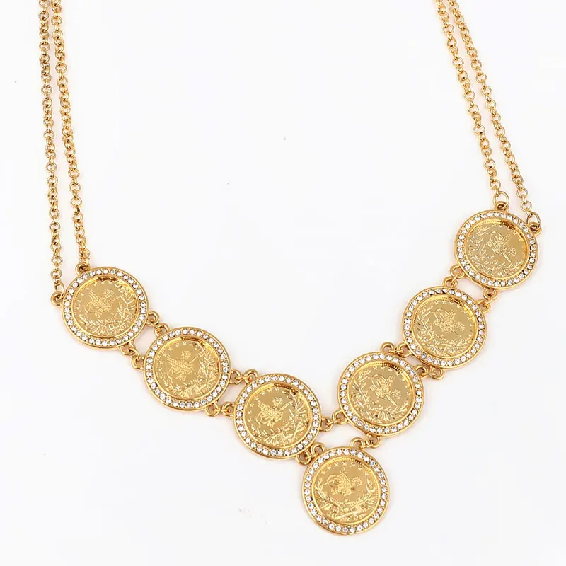 

Turkey Coins Arab Coins crystal islam muslim 55 cm necklace Turks Africa Party jewerly