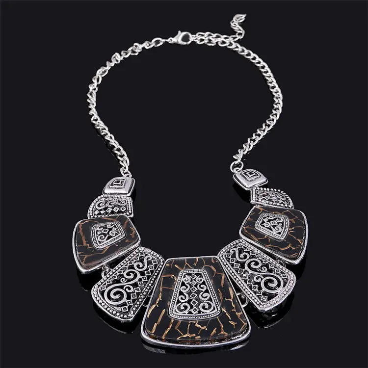 Ожерелье-чокер в богемном стиле, модное ожерелье в этническом стиле, винтажное серебряное ожерелье с бусинами для женщин, ювелирное изделие - Окраска металла: Родиевое покрытие