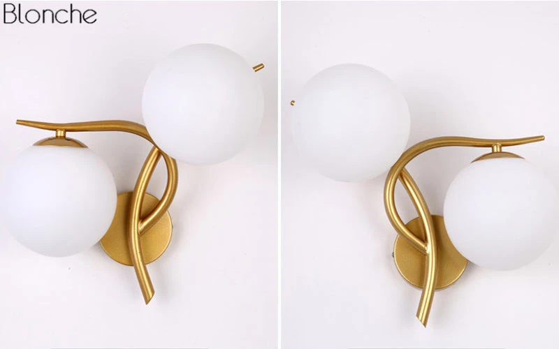 Bola de Vidro Moderna Lâmpada Parede Arandela Ouro Loft Industrial Luz Sala Estar Quarto Escada Casa Luminárias Decoração Luminária Led 4 Cheap Luminárias de parede