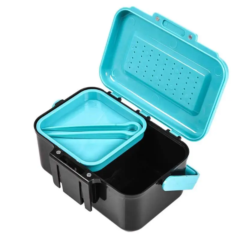 Portable Bait Storage Box Breathable ABS Plastic Fishing Bait Earthworm