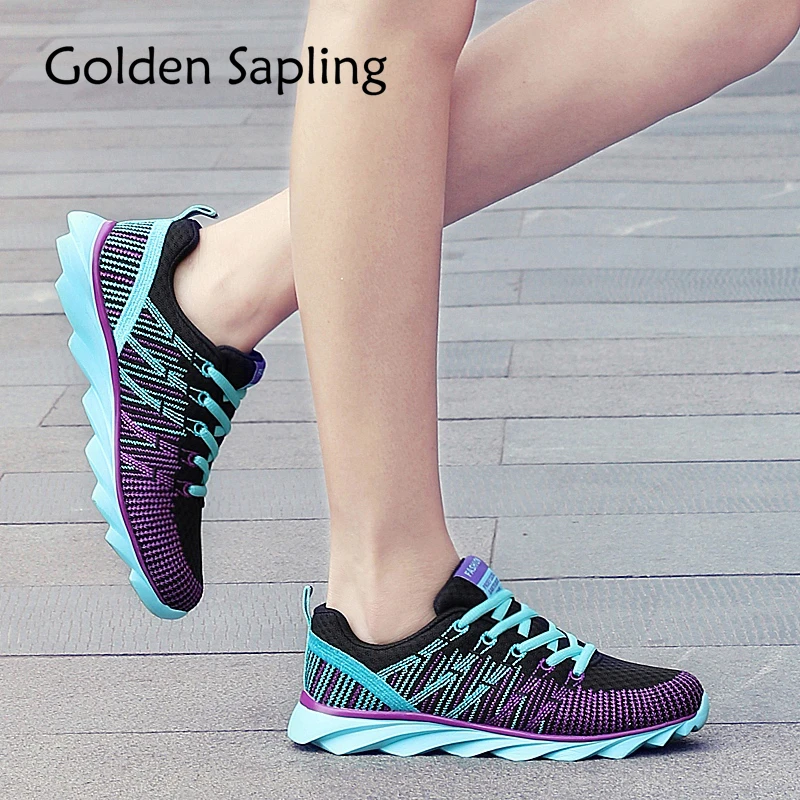 

Golden Sapling Womens Tennis Shoes Woman Sneakers Breathable Fabric Air Mesh Lace Women's Sneakers Top New Sport Shoes for Women