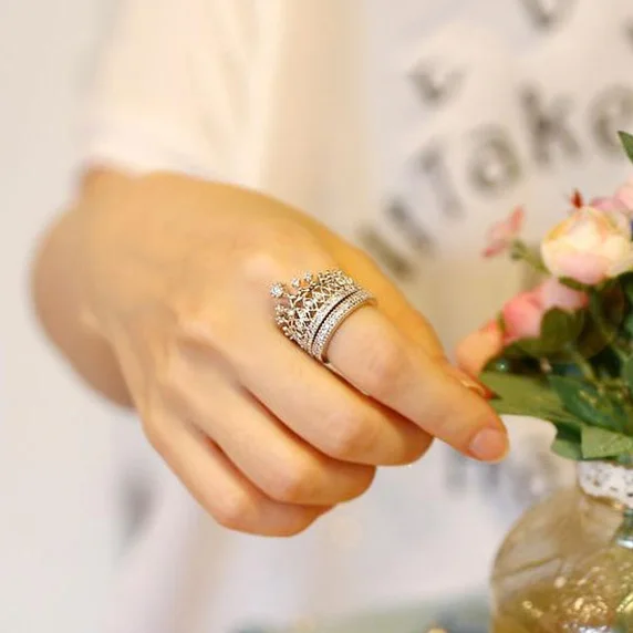 

SHUANGR Fashion Antique Silver Flower Open Adjustable Rings For Women Lady Vintage Resizable Jewelry Bijoux bague femme