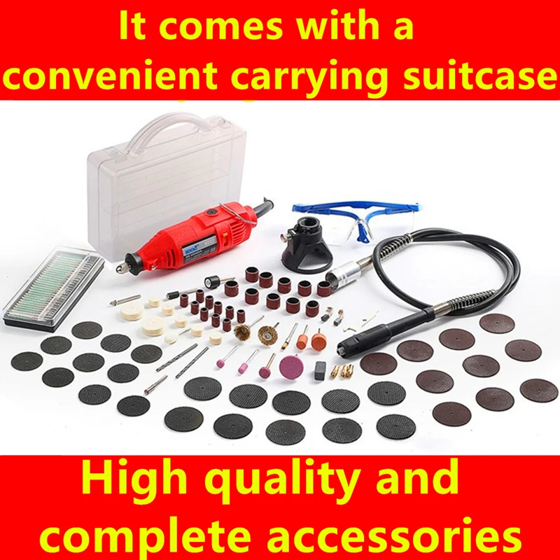 qmango 220V 180W Electric Dremel Variable Speed Rotary Tool Mini Drill with Flex Shaft and 140pcs Power Tools accessories set