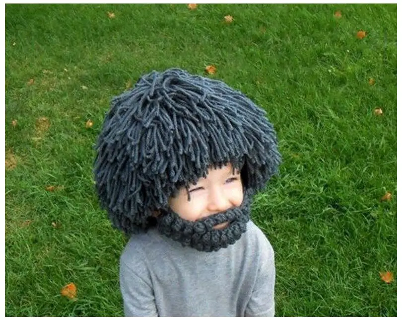 Вязаная шапка с бородой, шапка для больших волос, beaine, маска для ...