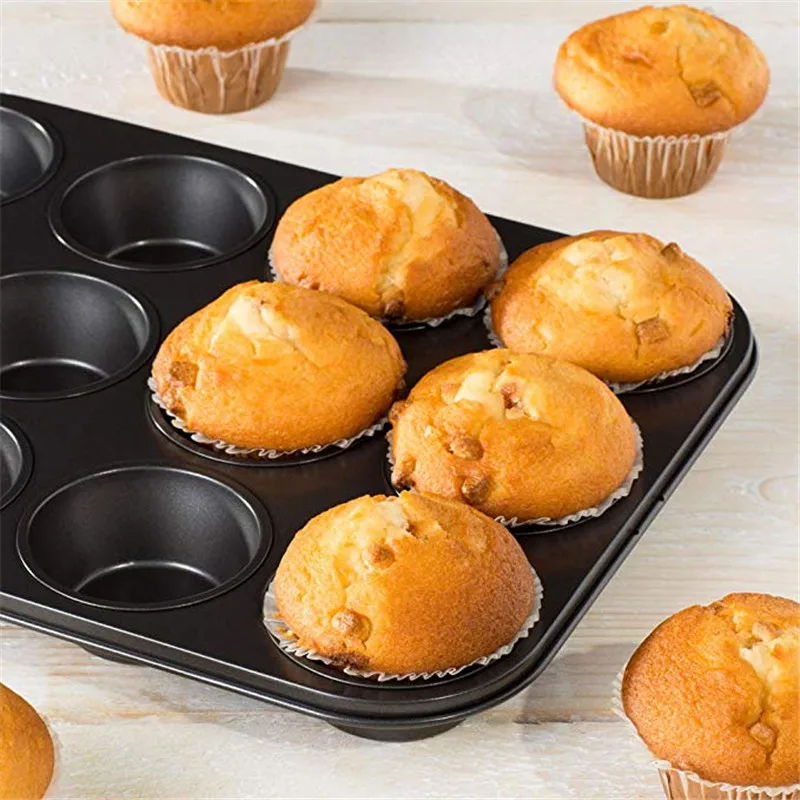 

6/12 Cups Muffin Cake Mould Pan Bakeware DIY Baking Tools Non-stick Metal Cupcake Mold Egg Tart Baking Dish