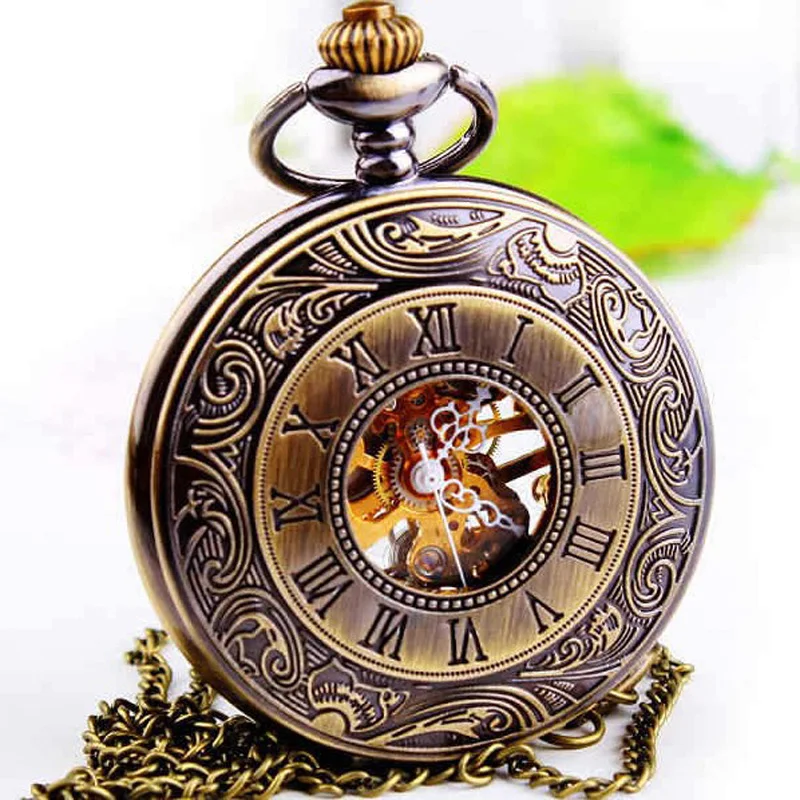 Top Brand Luxury Steampunk Skeleton Mechanical Pocket Watches For Men