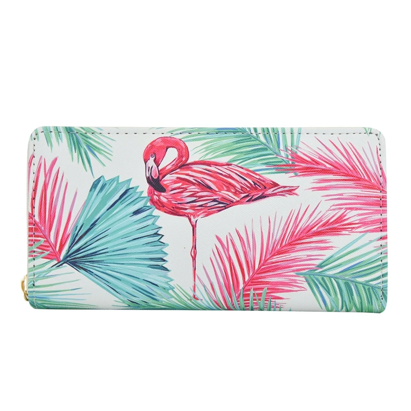 Badiya модный длинный кошелек с принтом Фламинго милый клатч для девочек Кошелек для монет Чехол для телефона женский Carteira - Цвет: Зеленый
