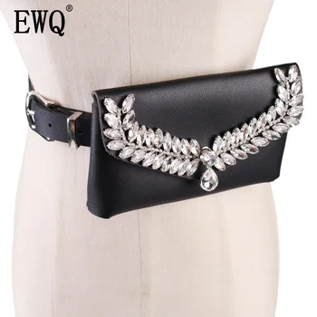

[EWQ] 2020 spring new Diamond pockets belt fashion rhinestone phone bag decorative small bag belt Women Wild Accessories QH4040