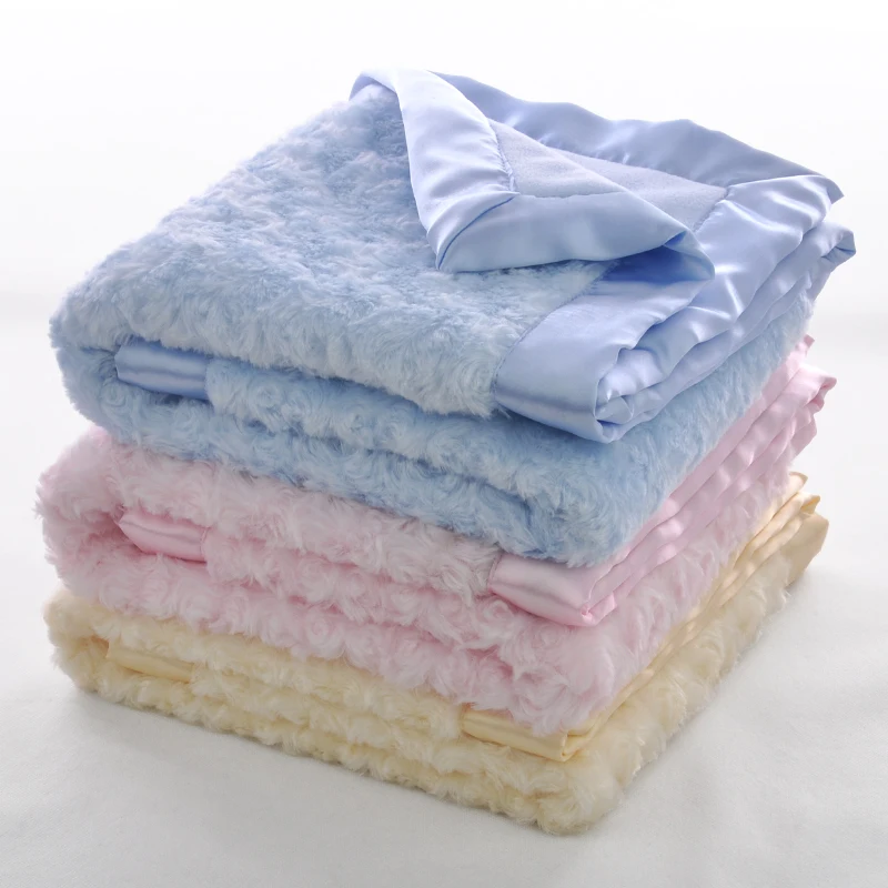 Blue Pink Rose Flower Soft Plush Fluffy Fleece Baby Blanket Fleece For