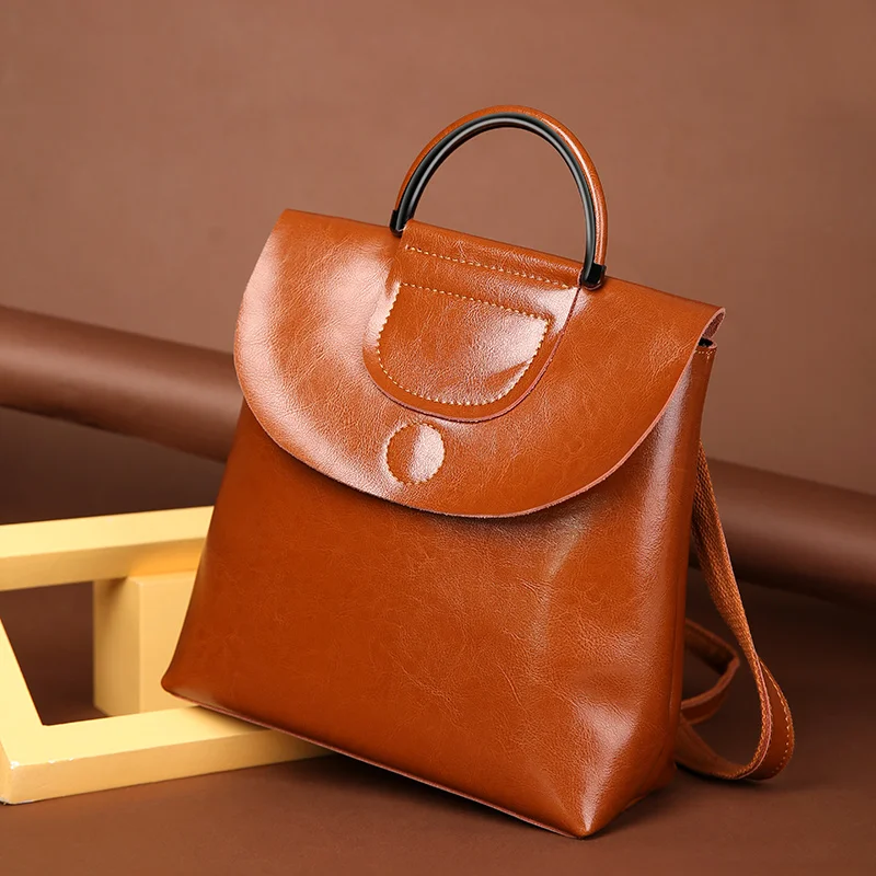 

Sanqiandu Fashion Women Backpack Genuine Leather Casual Travel Bag Preppy Style Girl's Schoolbag High Quality Ladies Backpack