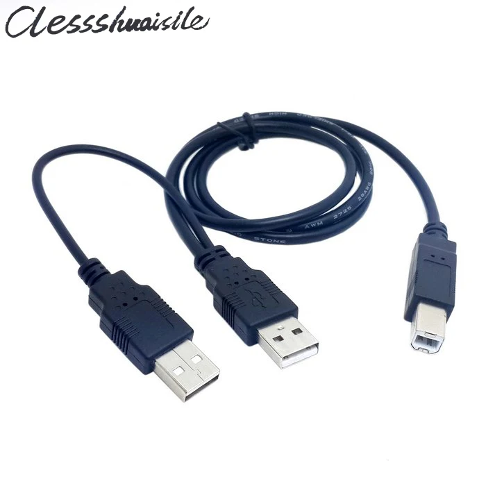 Двойной USB 2,0 Male to standard B Male Y кабель 80 см для принтера и сканера и внешнего жесткого диска
