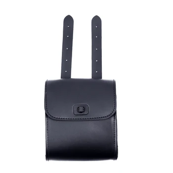 

black Bag Front Handlebar MOTORCYCLE BIKE PU Leather Handlebar Mount Bag