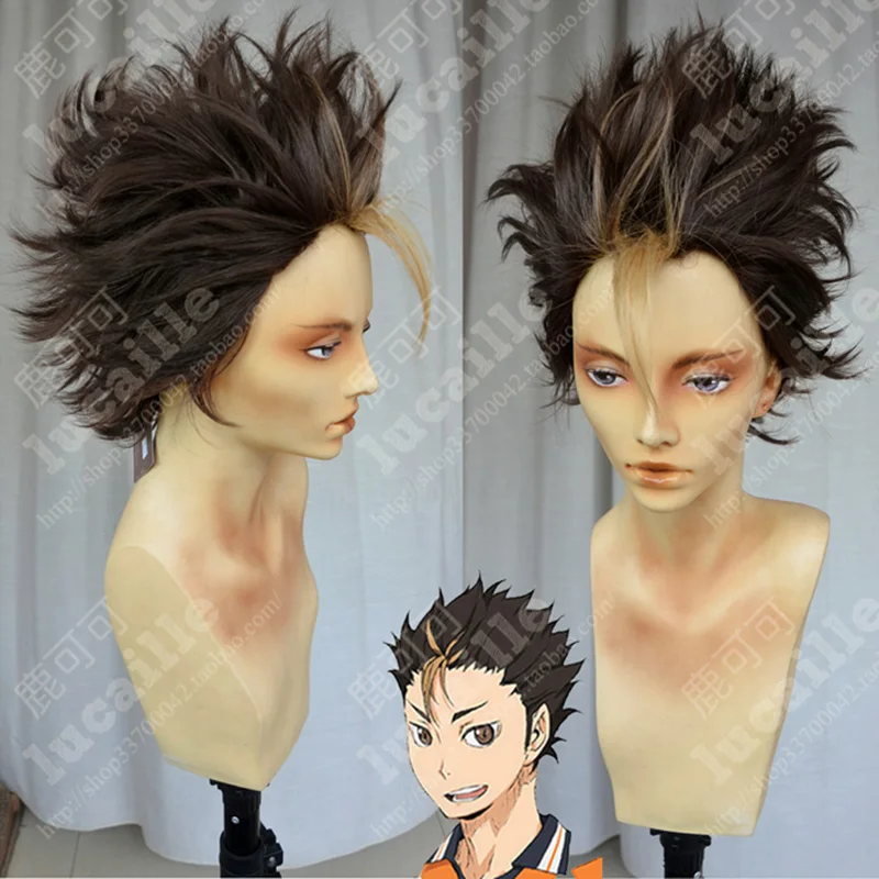 Haikyuu! Парик для волейбола nissinoya Yuu короткий коричневый и светлый парик