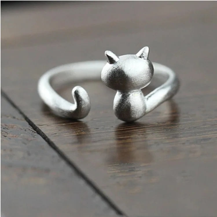 Женское кольцо с котом DoreenBeads модное медный серебристый цвет|kitten ring|open ringfashion rings |