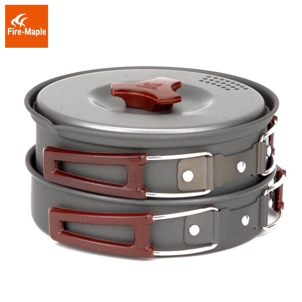 Fuego de arce de olla de Camping al aire libre 1-2 personas conjunto se Cocina al aire libre cubiertos Panelas campamento Cocina utensilios de Cocina de Picnic FMC-203
