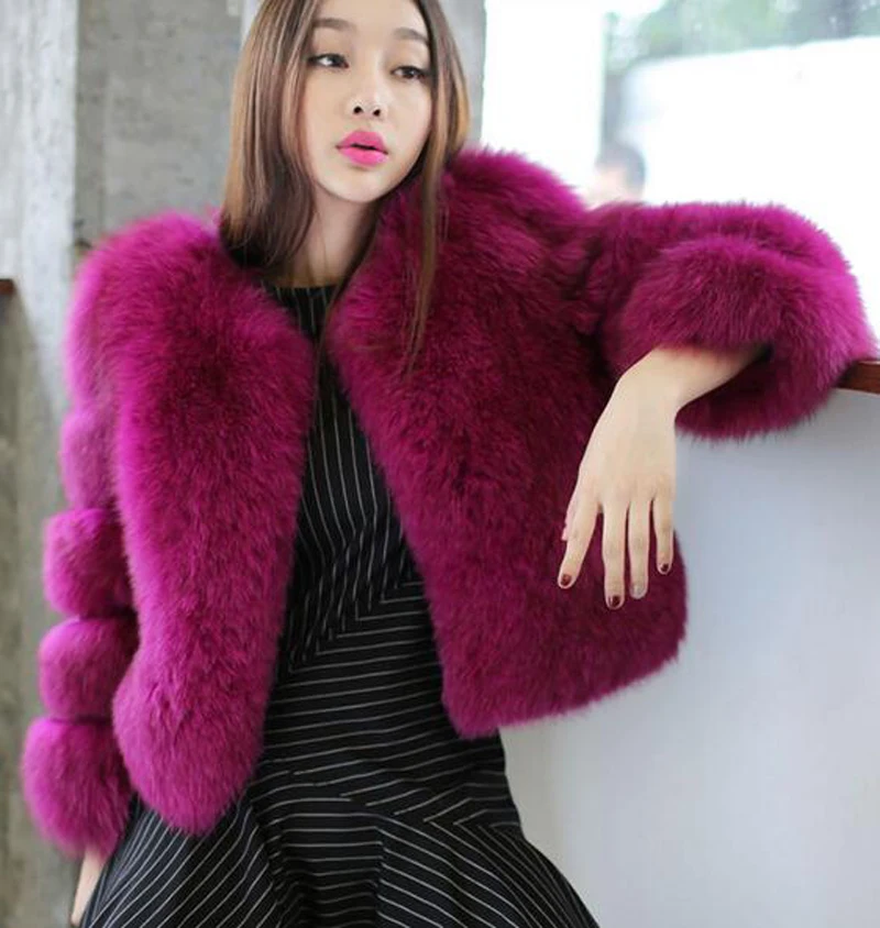 Новое зимнее женское пальто из искусственного меха больших размеров, тонкое пальто из искусственного кроличьего меха с круглым вырезом