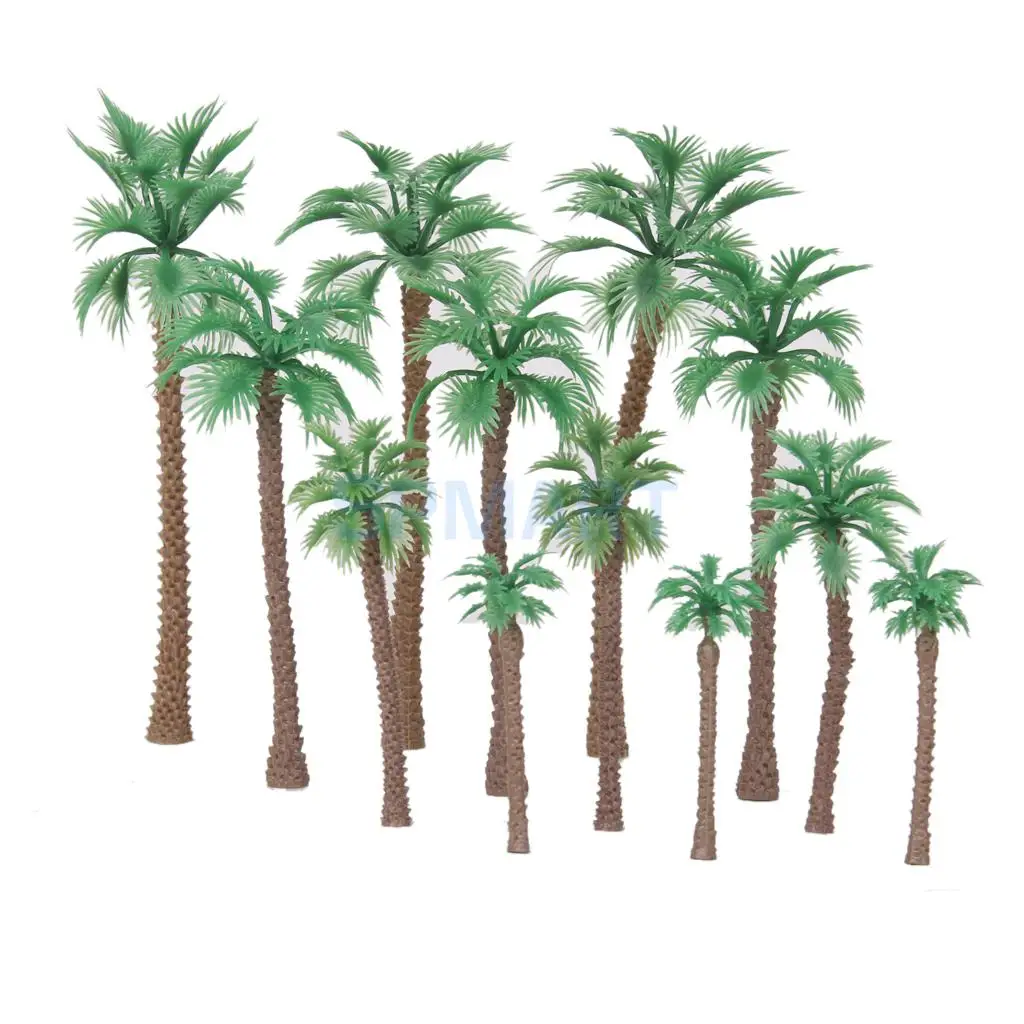 

12pcs Layout Model Train Palm Trees Scale HO O N 6-11cm Model Scenery