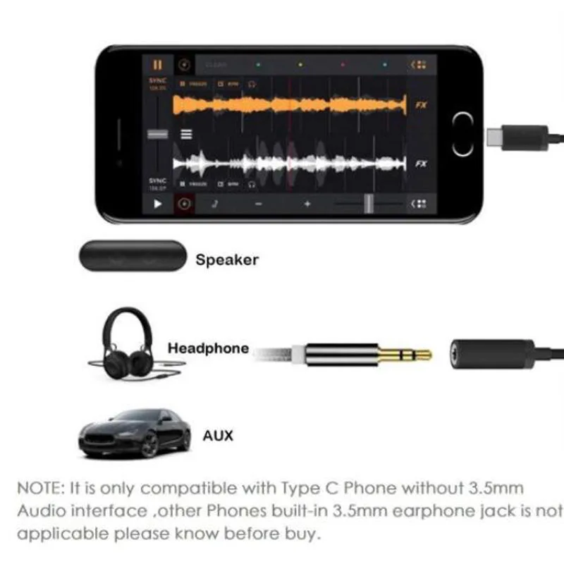 Тип-c до 3,5 мм Кабель-адаптер для наушников USB 3,1 тип-c женский преобразователь кабельного разъема AUX аудио разъем кабель