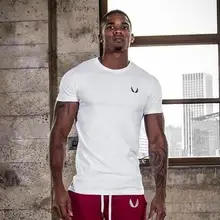 Летние мужские футболки для бега с принтом классная тренировочная футболка с коротким рукавом быстросохнущие спортивные футболки для фитнеса Топы