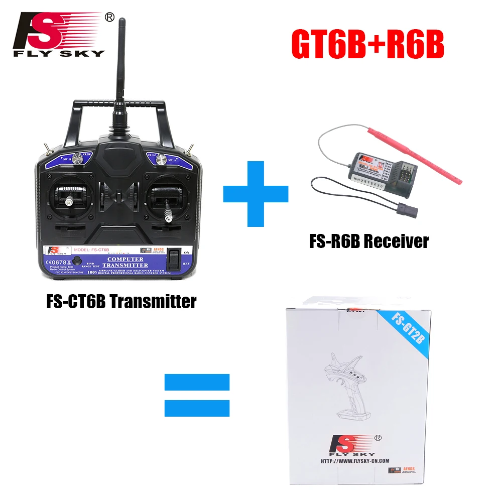

Flysky FS-T4B 2.4G 4CH Radio Control RC Transmitter + FS R6B Receiver For Heli Plane For RC Drone Quadecopter Airplanes flysky