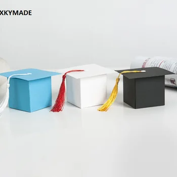 

100pcs Bachelor cap candy boxWedding Favors Candy Boxes with tassel