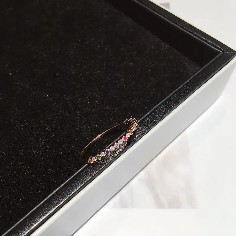 Изысканное однорядное цветное кольцо с камнем для женщин, розовое золото, Цвет кубический циркониевый кольцо, ювелирные изделия