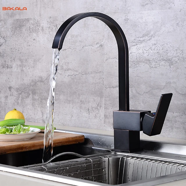 Special Offers BAKALA Black Kitchen Faucet Drinking Water Cranes Hot&Cold Water Mixer Tap Antique ORB Pure Water Faucets G-8052R