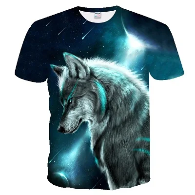 Мужская Новая летняя персонализированная футболка с принтом волка 3D мужская футболка Новинка топы с животными футболка мужская с коротким рукавом - Цвет: TXUO-264