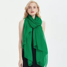 Зеленый шарф женский весна и осень длинный абзац дикий цвет пряжа шарф квадратный полотенца шифон тонкий шарф зима шаль